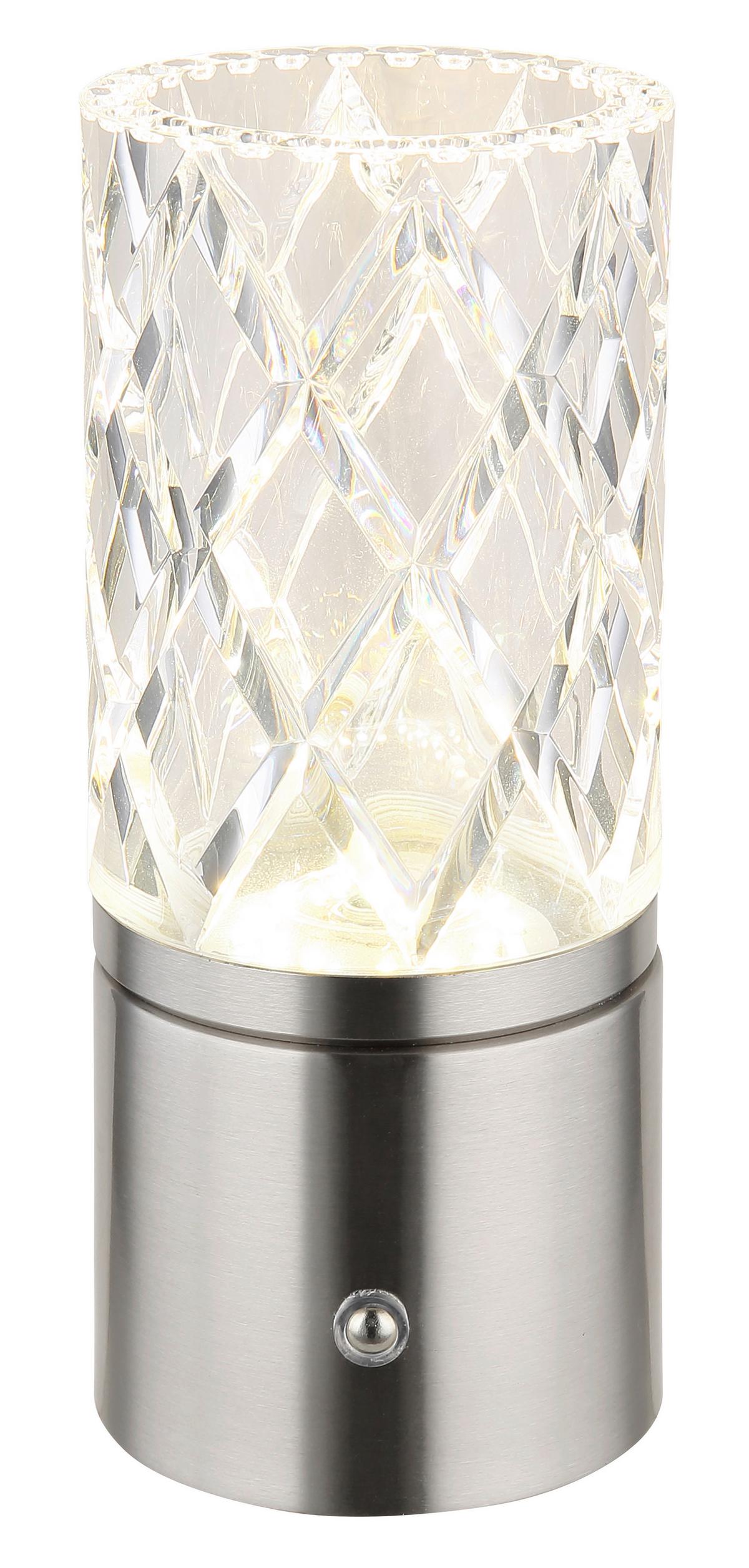 Akku-tischleuchte 21010n Lunki - Klar/Chromfarben, KONVENTIONELL, Kunststoff/Metall (8/19cm) - Globo
