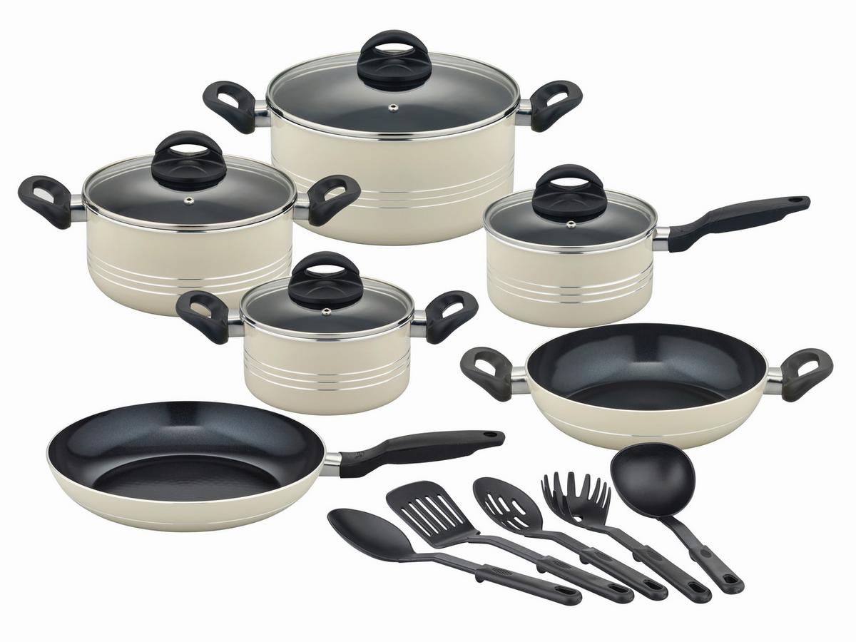 Kochtopfset Milano Aluminium, Beige, 15-teilig - Beige, Basics, Metall - GSW