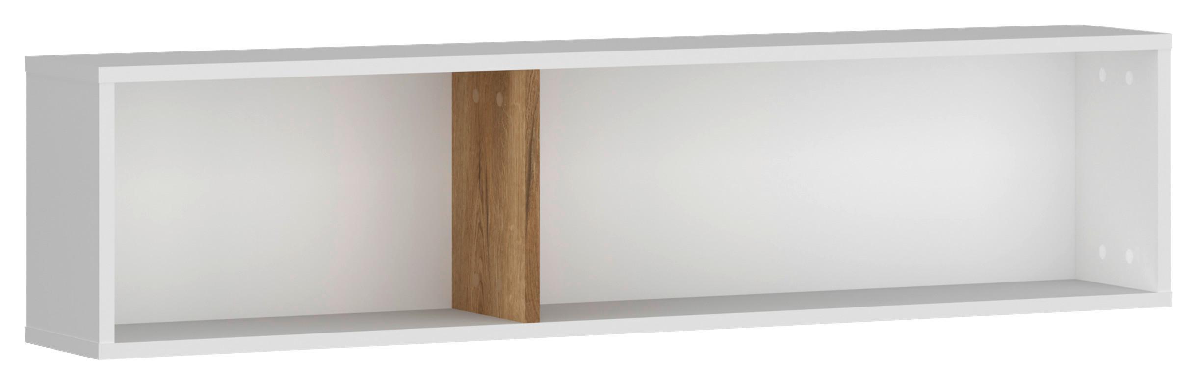Wandregal Ricko Weiß/eichefarben B: 120 Cm - Eichefarben/Weiß, Trend, Holzwerkstoff (120/29,2/22cm)