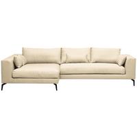 Ecksofa Berlin Webstoff Creme 172x313 cm - Creme/Schwarz, Design, Textil (172/313cm) - Livetastic
