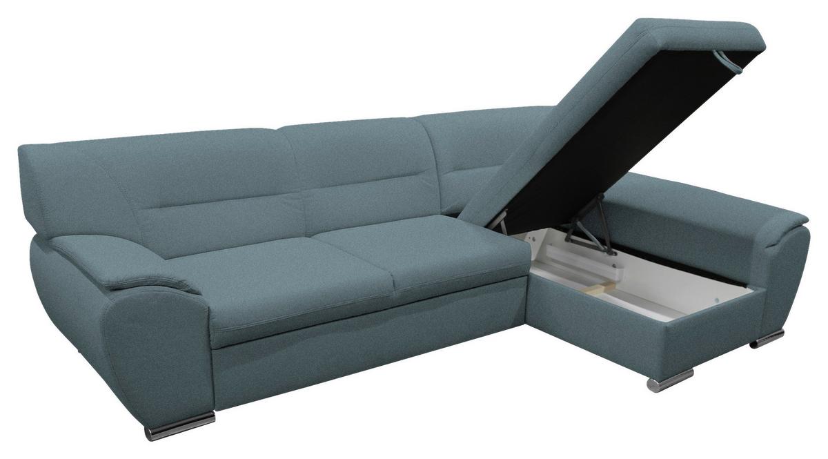 Veratti New Blau Inkl. Schlaffunktion Ottomane Rechts - Blau/Silberfarben, Design, Textil (281/167cm) - MID.YOU