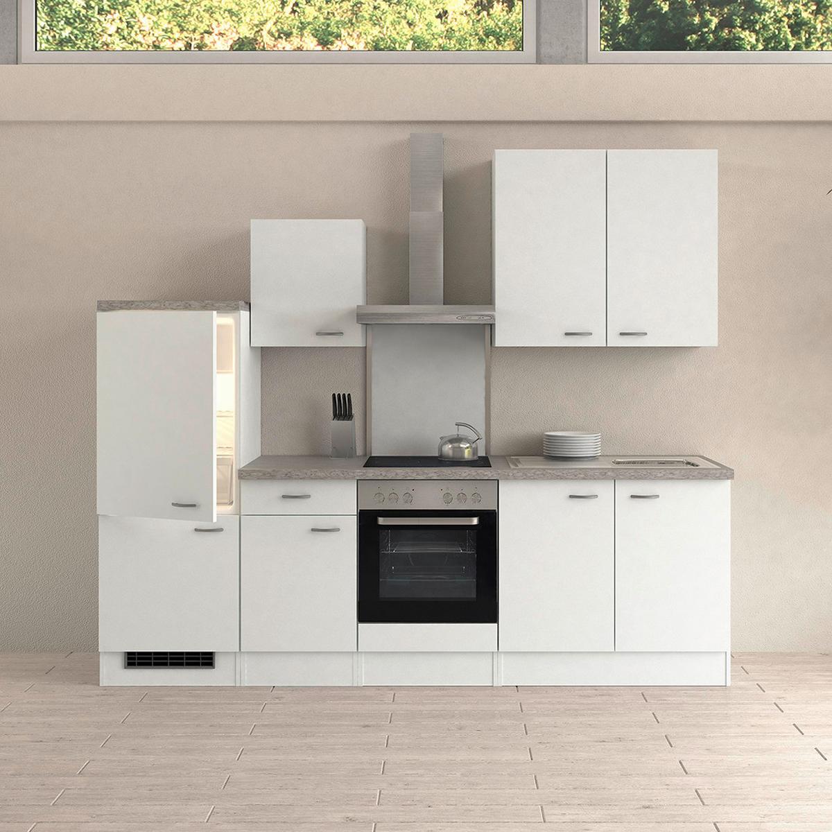 Küchenzeile Wito Ohne Geräte 270 Cm Weiß - Hellgrau/Weiß, KONVENTIONELL, Holzwerkstoff (270cm) - FlexWell