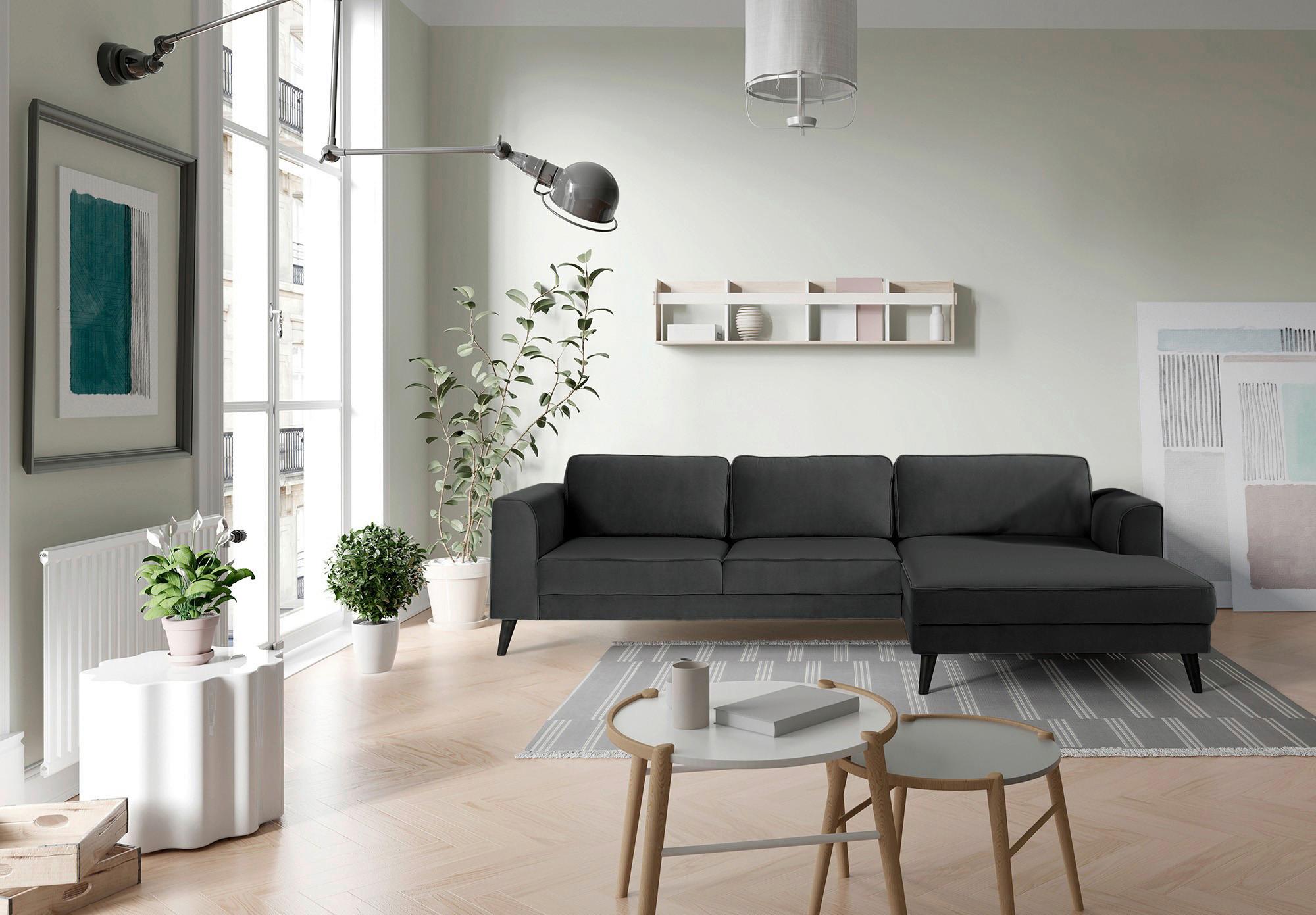 Ecksofa Lumber Jack Anthrazit Velours 277x167cm - Wengefarben/Anthrazit, MODERN, Textil (277/167cm) - Trendmanufaktur