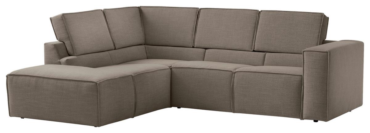 Ecksofa Dice Taupe/Grau 220x275 cm - Taupe/Schwarz, MODERN, Textil (220/275cm) - Trendmanufaktur