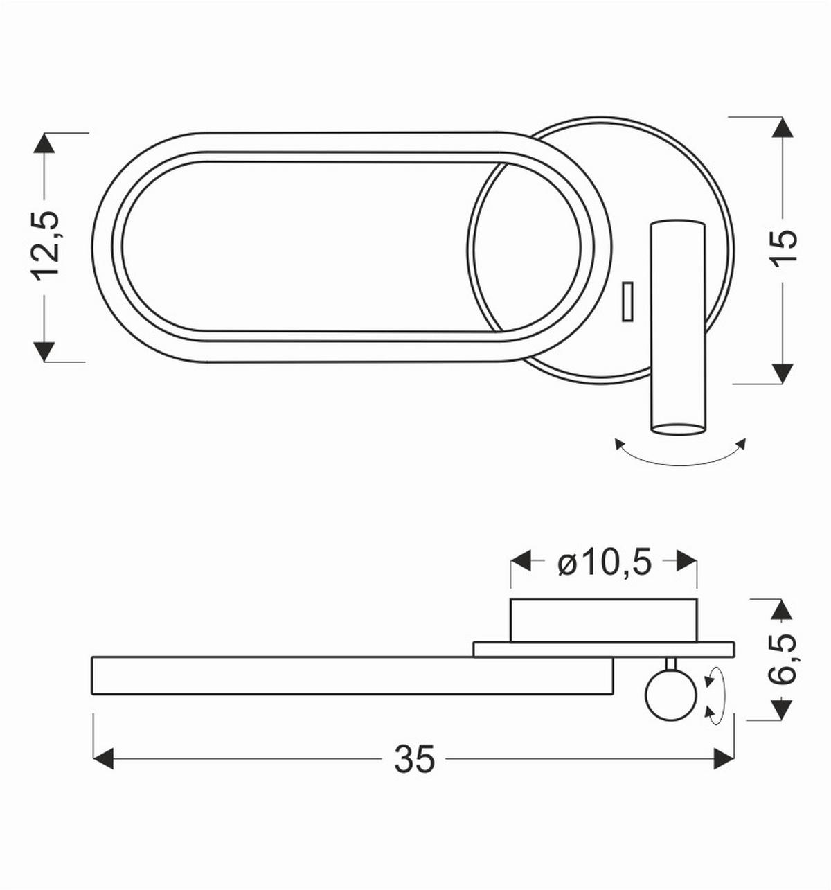 Led-wandleuchte 22-35684 Monet - Goldfarben/Weiß, KONVENTIONELL, Kunststoff/Metall (35/6.5/15cm)