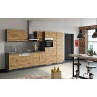 Küchenzeile Sorrento Mit Geräten 360 cm Eichefarben - Schieferfarben/Eiche Wotan, MODERN, Holzwerkstoff (360cm) - Held
