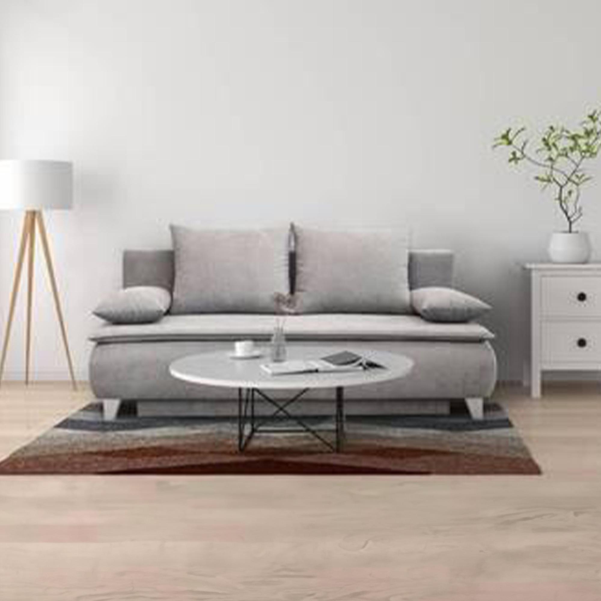 Boxspringsofa mit Schlaffunkt. und Bettkasten Mona Hellgrau - Hellgrau, MODERN, Textil (208/100/106cm) - Luca Bessoni