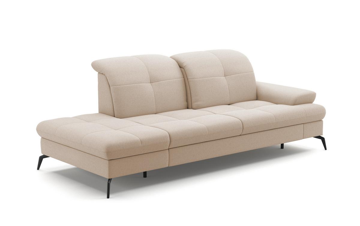 Récamiere Amica E, Creme B: 231 Cm - Creme/Schwarz, KONVENTIONELL, Textil (231/90/122cm) - Sit & More