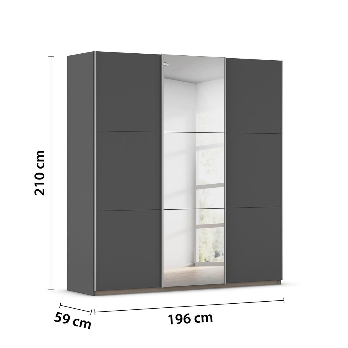 SCHWEBETÜRENSCHRANK Berny, Grau B: 196 cm - Grau, Trend, Holzwerkstoff (196/210/59cm) - Rauch Möbel