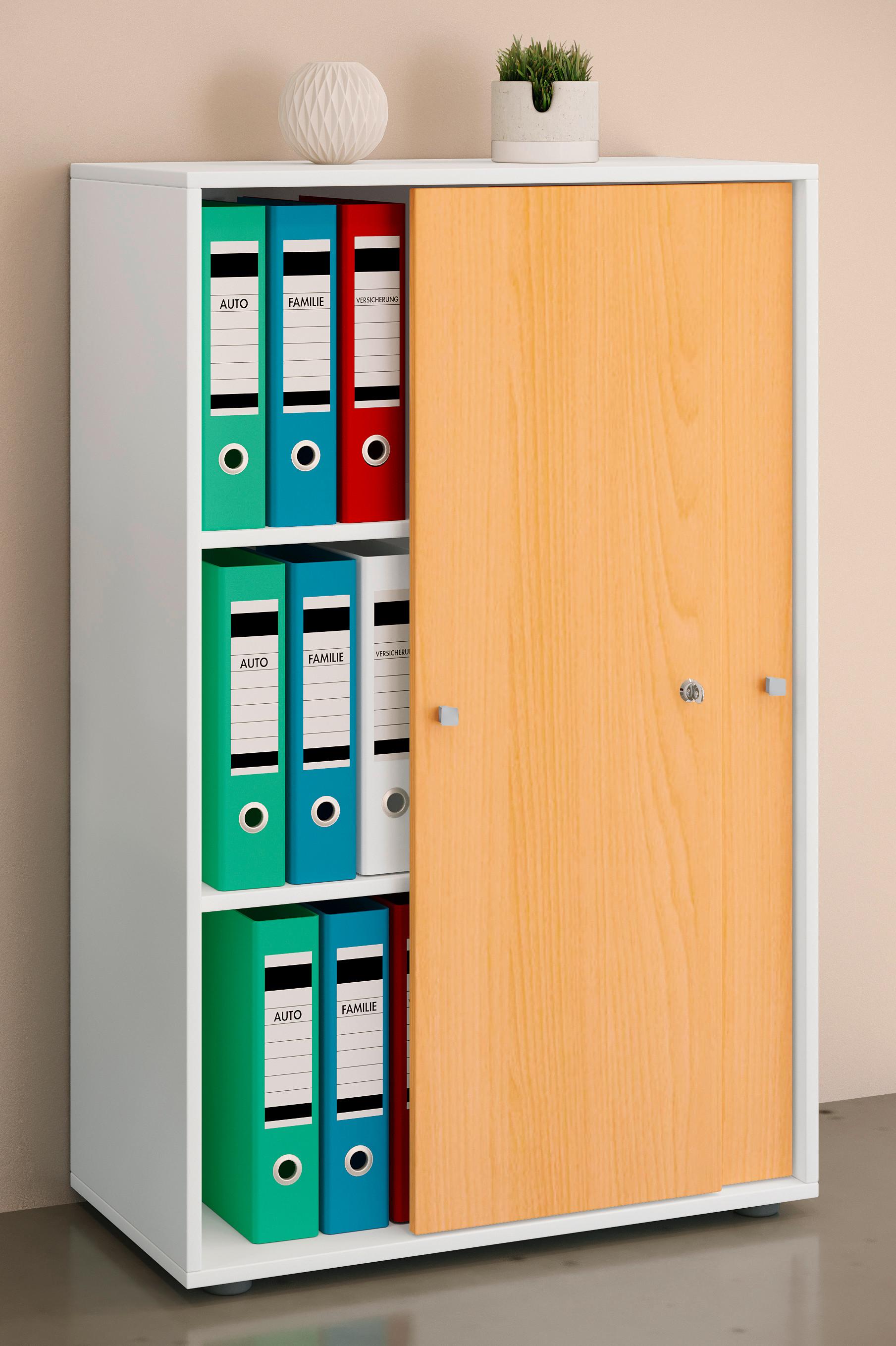 Aktenschrank Lona Weiß, Buchefarben B: 70cm - Buchefarben/Weiß, Design, Holzwerkstoff (70/110/39cm) - MID.YOU