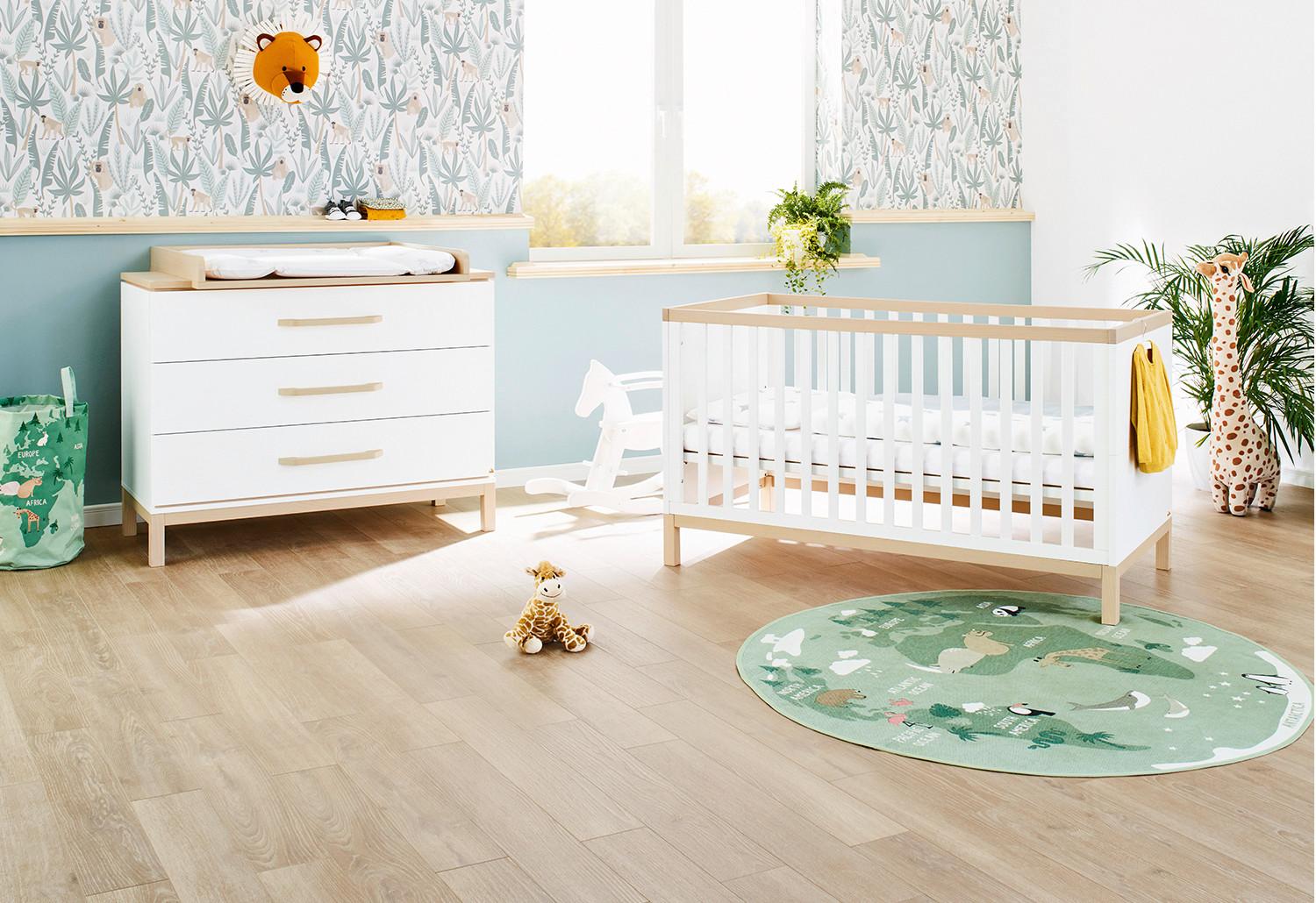 Babyzimmer 090061b Light - Ahornfarben/Weiß, Design, Holzwerkstoff - Pinolino