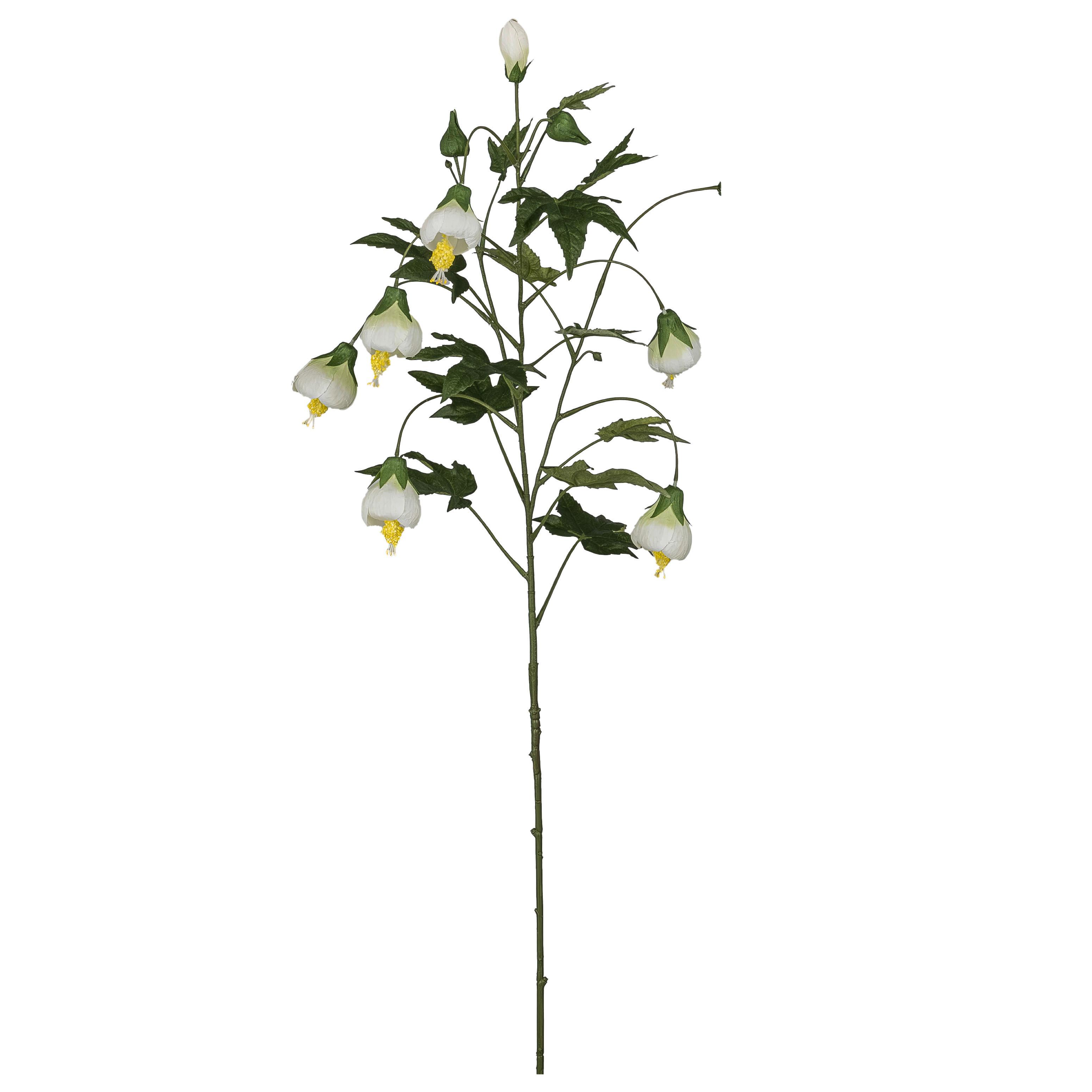 Dekorační větvička ABUTILON, V: 107 cm - bílá/hnědá, Konvenční, plast (107cm) - Mömax