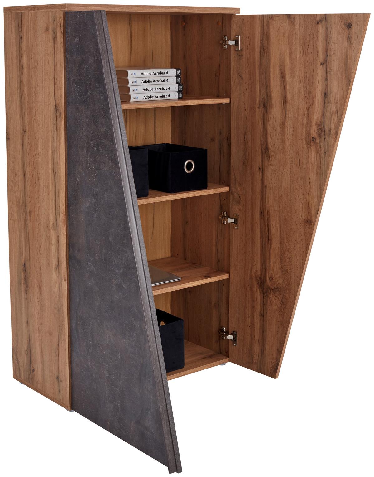 Highboard B: 77 Cm Venedig, Wotan Eiche Dekor/betonoptik - Eichefarben/Dunkelgrau, MODERN, Holzwerkstoff (77/134/37cm)