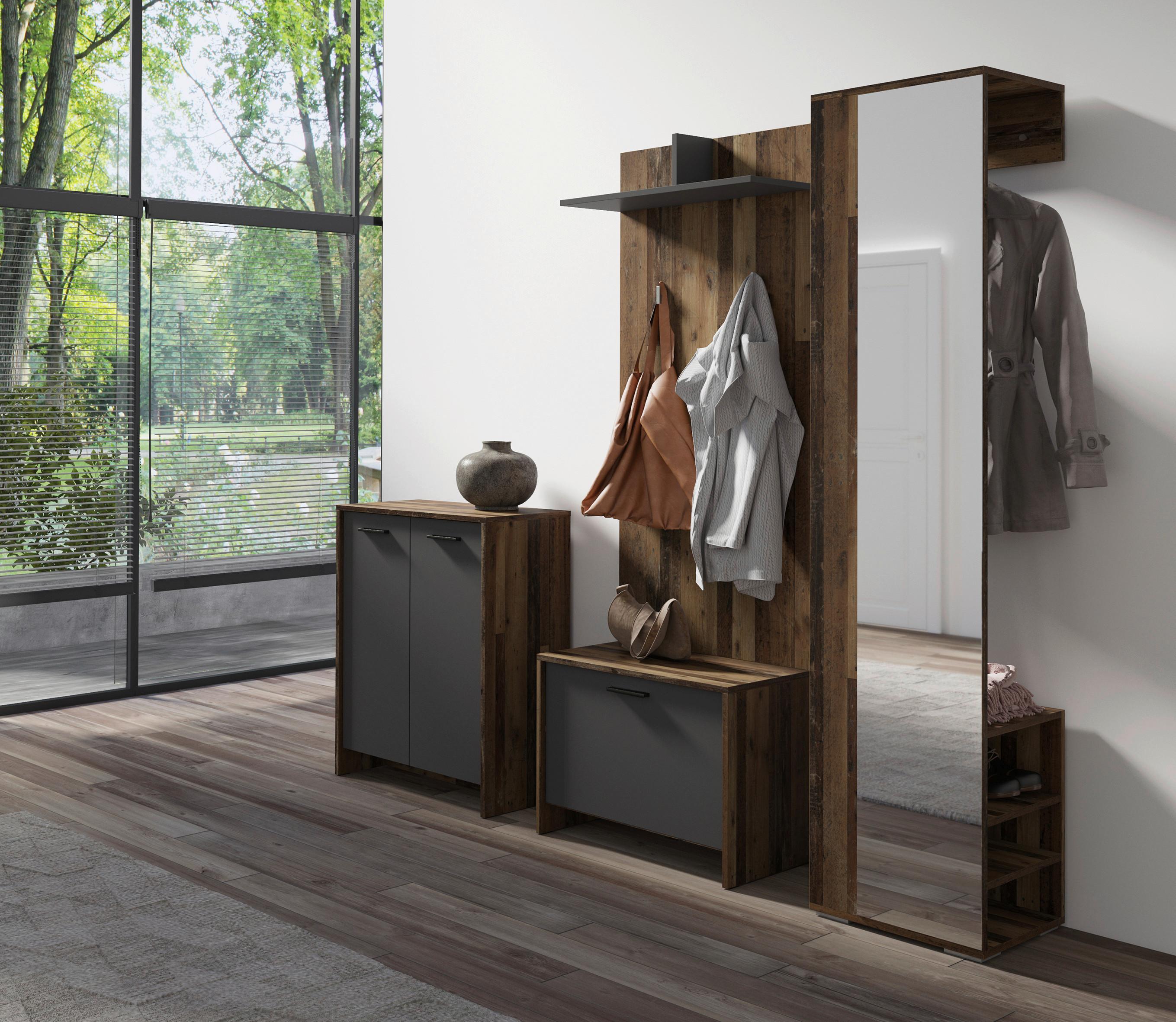 Garderobenschrank Ben B: 40cm Alteiche - Alteiche, MODERN, Glas/Holzwerkstoff (40/184/35cm) - MID.YOU