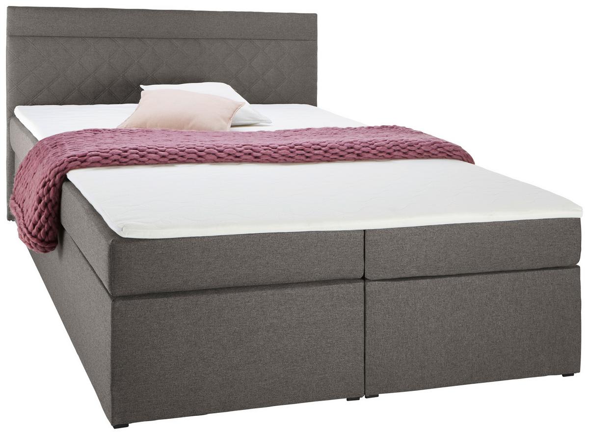 Boxspring posteľ s topperom Rosa 140x200 cm, tmavosivá - čierna/sivá, Modern, drevo/kompozitné drevo (140/200cm) - Bessagi Home