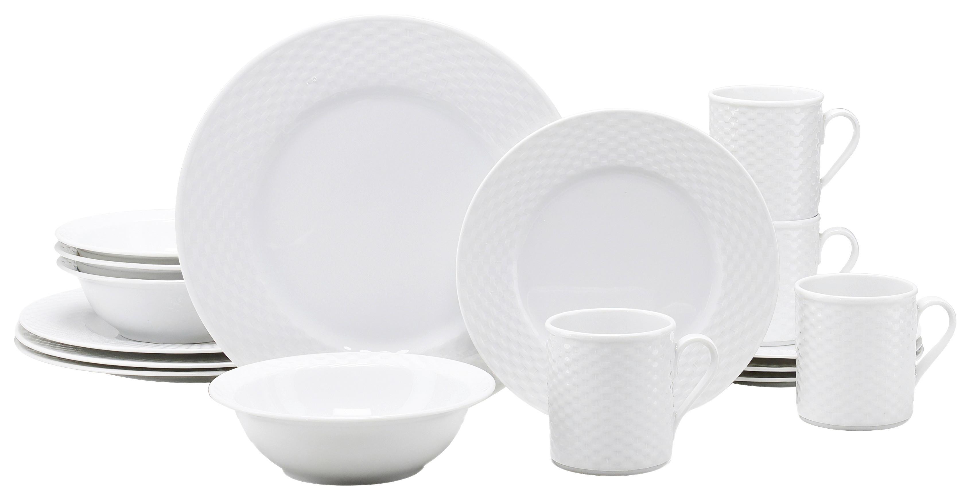 Kombiservice Polo weiß Porzellan, 4 Pers., 16-teilig - Weiß, Basics, Keramik - Creatable