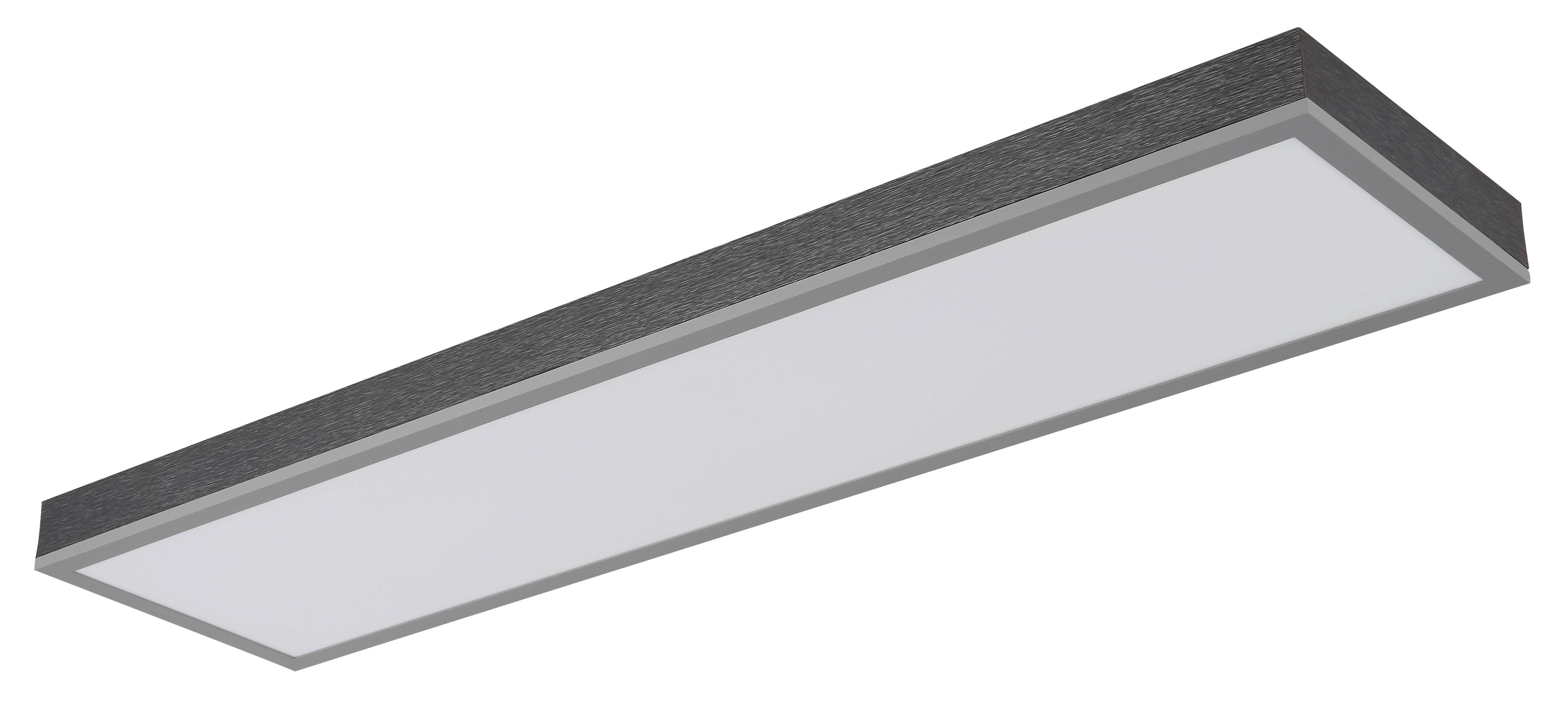 LED-Deckenleuchte Doro Silberfarben Weiß Dunkelgrau - Dunkelgrau/Silberfarben, Basics, Kunststoff/Metall (80/20/6,5cm) - Globo