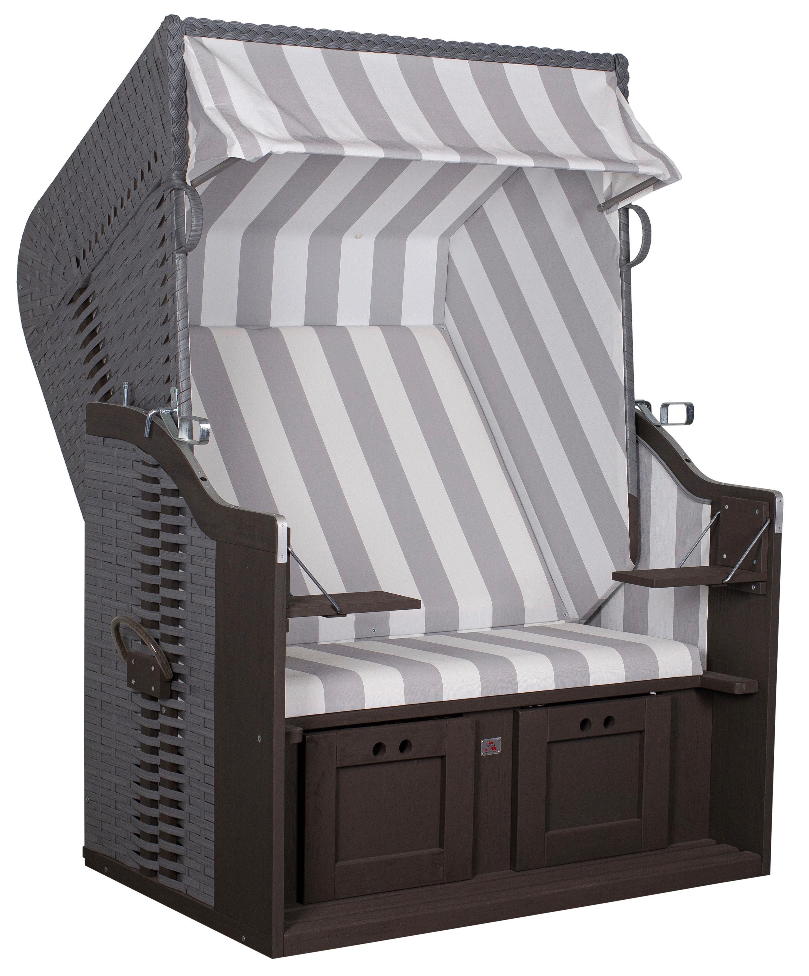 Strandkorb Ostsee Fehmarn Grau, Weiß, B: 124 cm - Weiß/Grau, Basics, Holz/Kunststoff (124/159/87cm) - Gardenson
