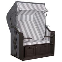 Strandkorb Ostsee Fehmarn Grau, Weiß, B: 124 cm - Weiß/Grau, Basics, Holz/Kunststoff (124/159/87cm) - Gardenson