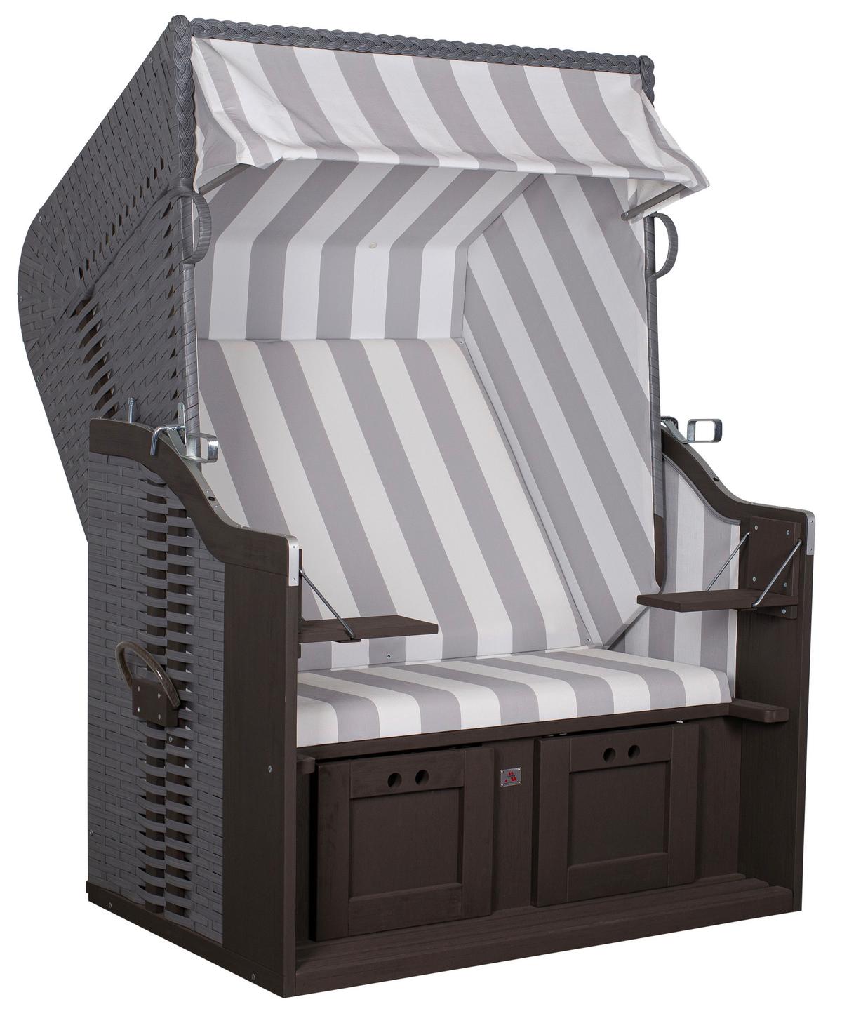 Strandkorb Ostsee Fehmarn Grau, Weiß, B: 124 cm - Weiß/Grau, Basics, Holz/Kunststoff (124/159/87cm) - Gardenson