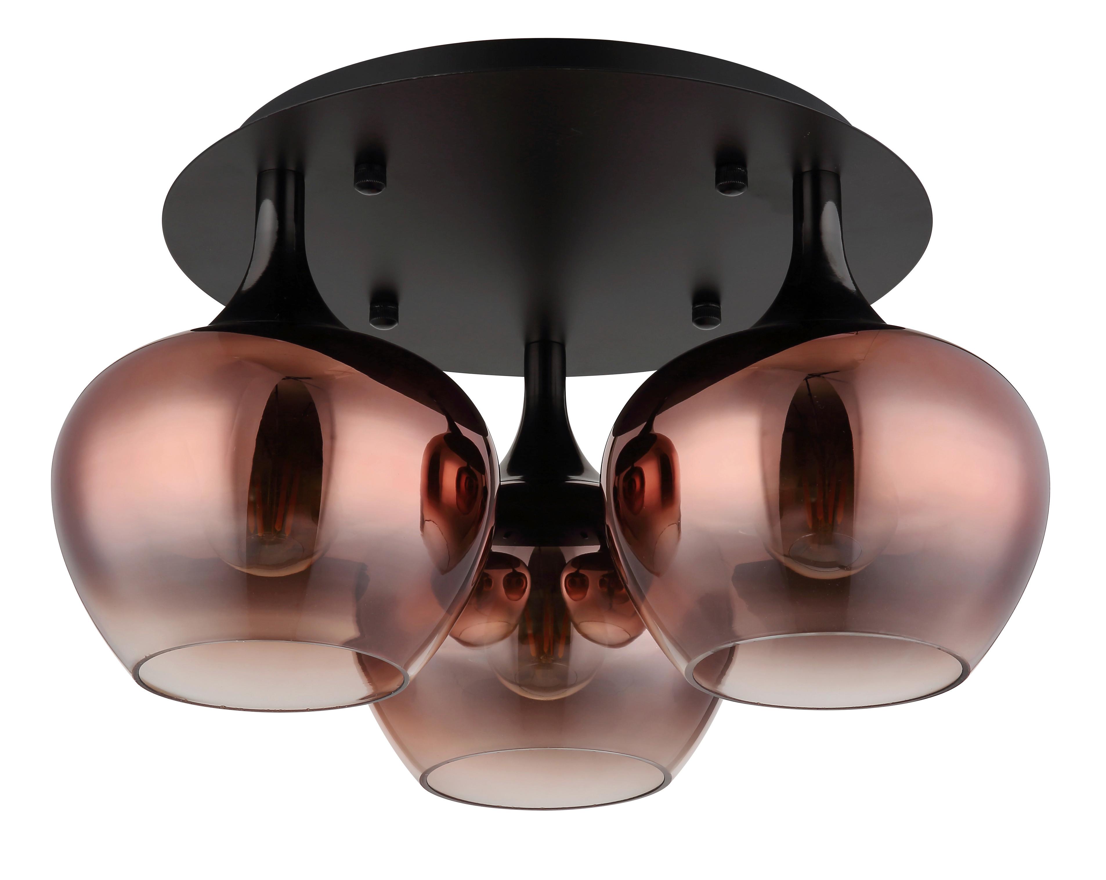 Deckenleuchte Exkl. 3xe27, 40w - Klar/Schwarzchrom, Basics, Glas/Metall (45/25,5cm) - Globo