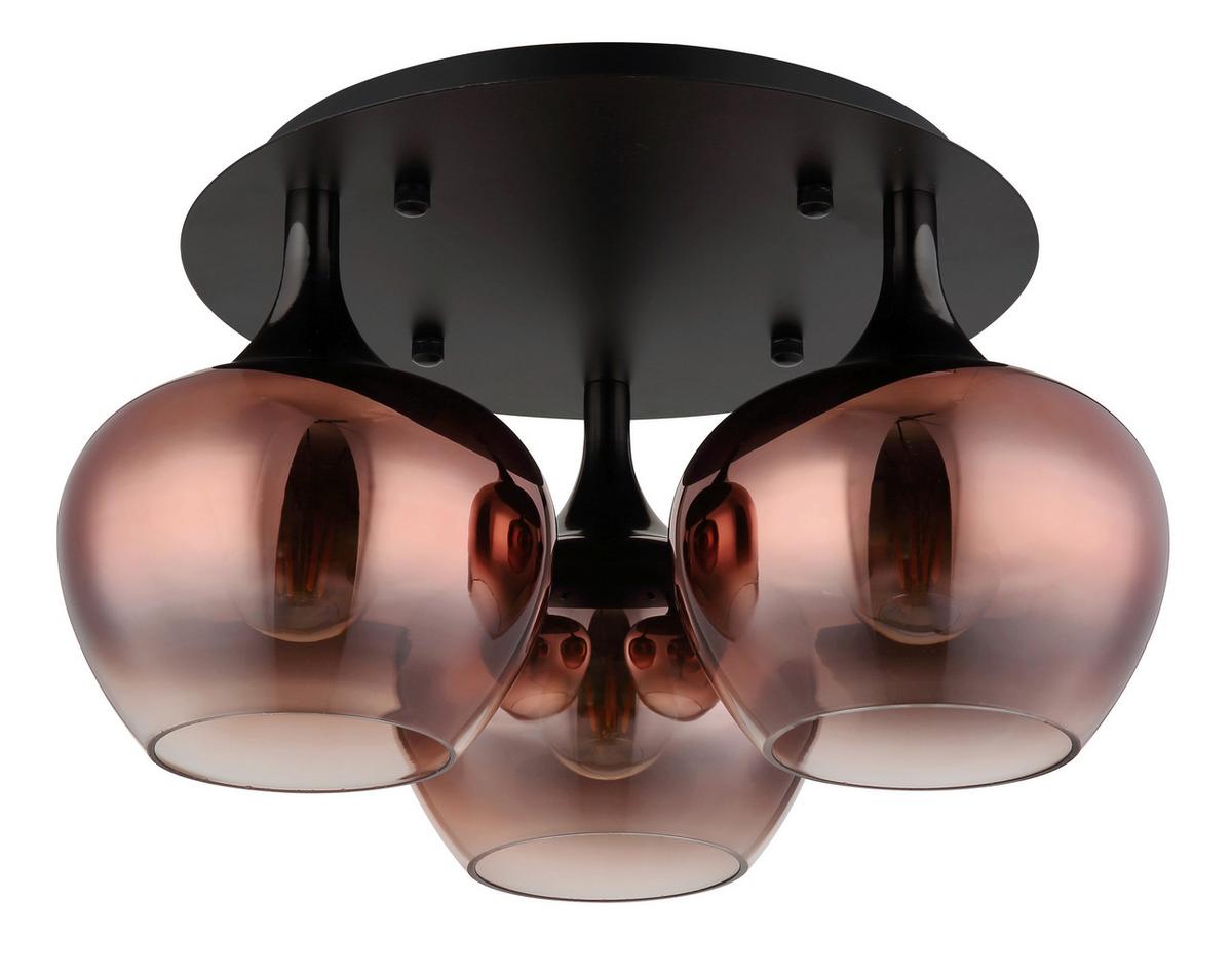 Deckenleuchte Exkl. 3xe27, 40w - Klar/Schwarzchrom, Basics, Glas/Metall (45/25,5cm) - Globo