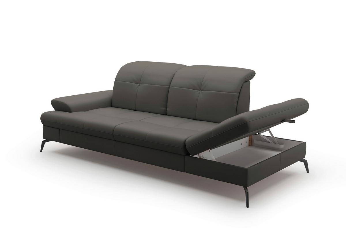 Récamiere Amica E, Anthrazit B: 231 Cm - Anthrazit/Schwarz, KONVENTIONELL, Leder (231/90/122cm) - Sit & More