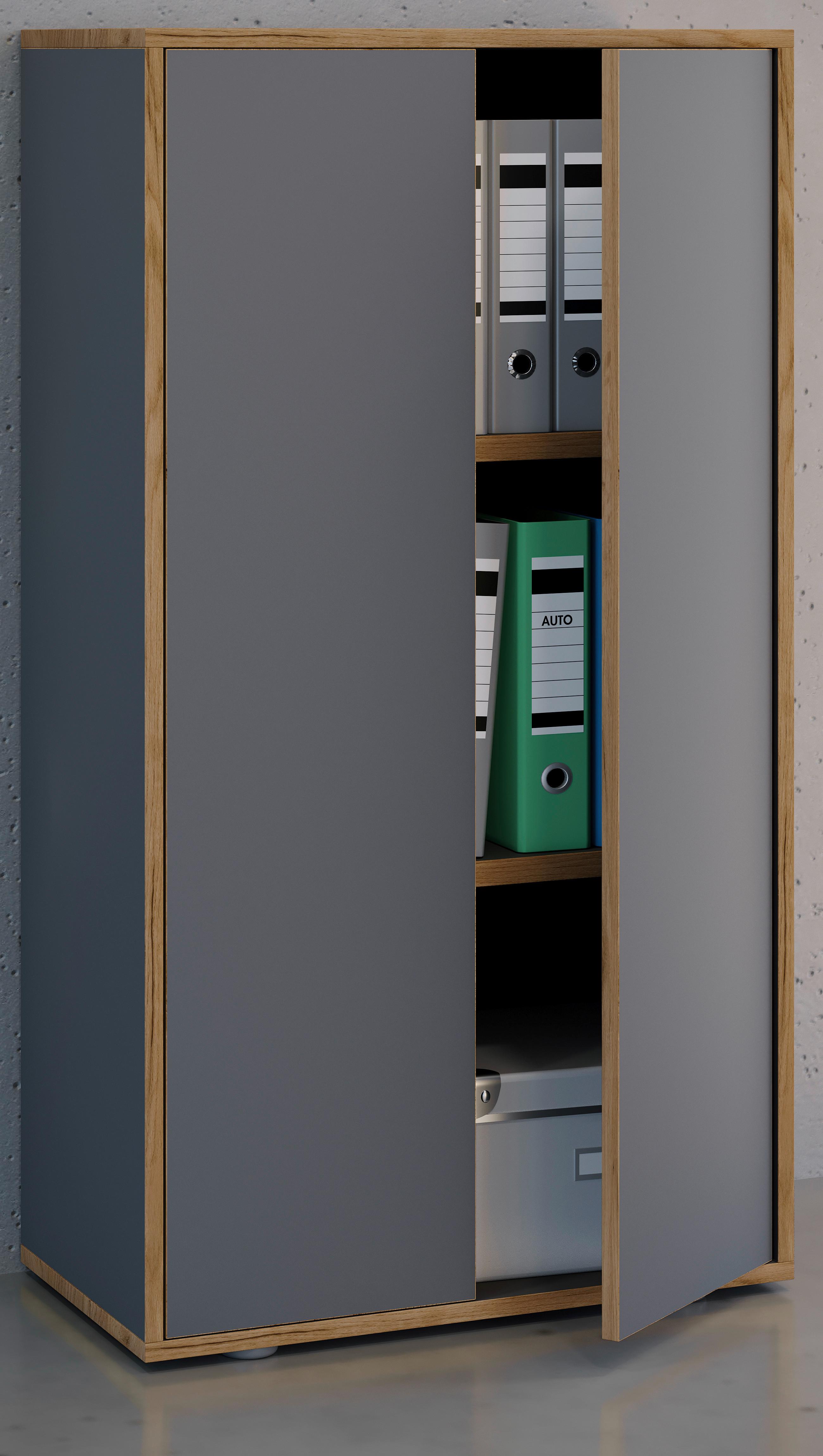 Aktenschrank Salia Anthrazit, Honigeiche B: 60 cm - Honigeiche/Anthrazit, Design, Holzwerkstoff (60/110/33cm) - MID.YOU