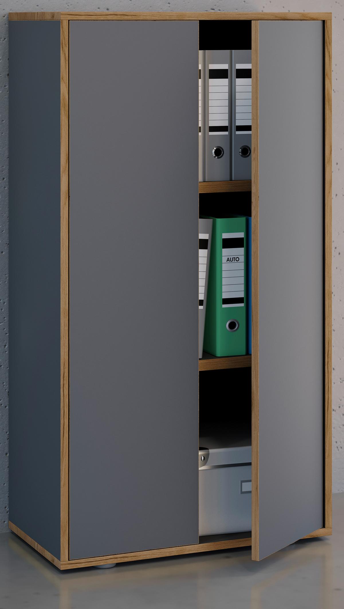 Aktenschrank Salia Anthrazit, Honigeiche B: 60 cm - Honigeiche/Anthrazit, Design, Holzwerkstoff (60/110/33cm) - MID.YOU