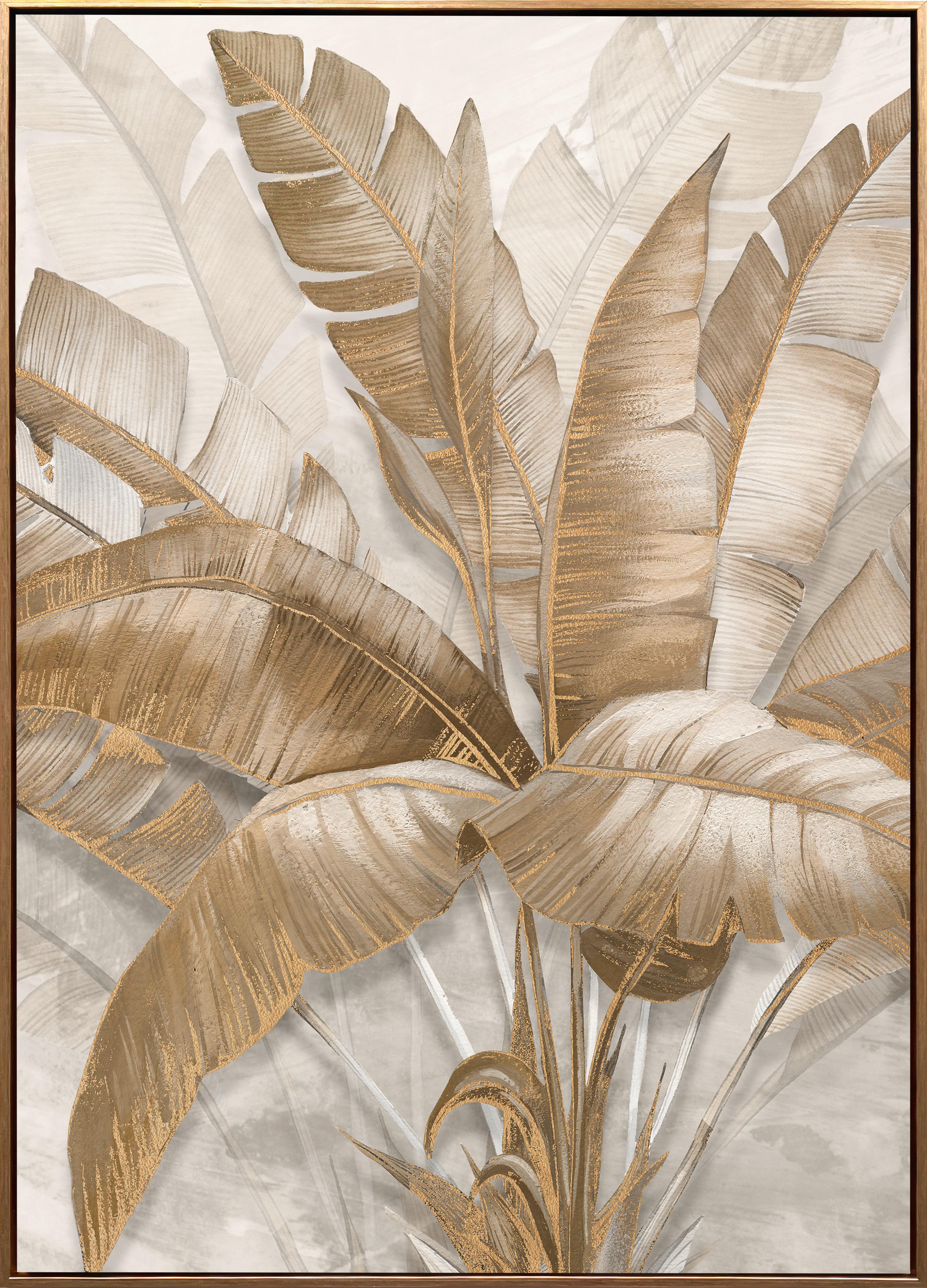 Obraz na plátne Denise, 100/140cm - zlatá, Modern, drevo/textil (100/140cm) - Premium Living
