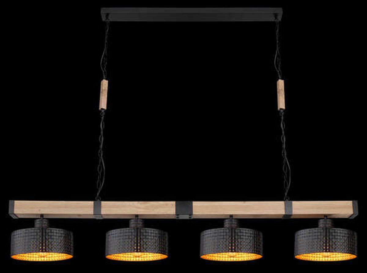 Hängeleuchte 15651-4h - Dunkelbraun/Goldfarben, Natur, Holzwerkstoff/Kunststoff (140/25/120cm) - Globo