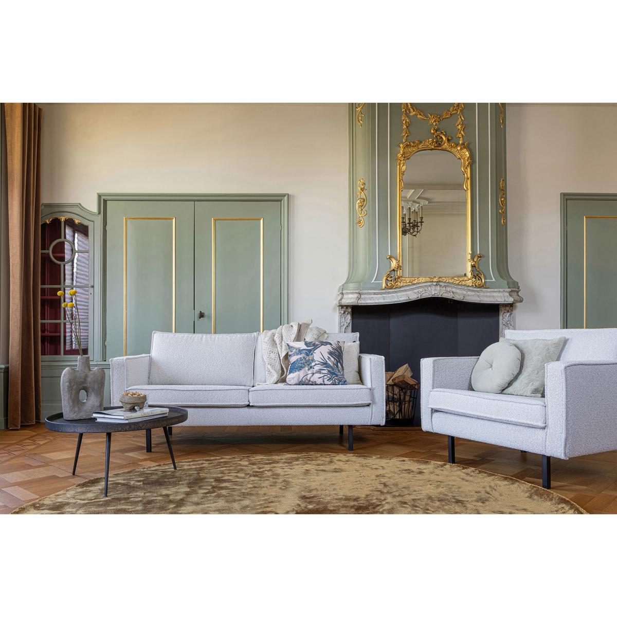 2,5-Sitzer Rodeo Naturfarben B: 190cm - Schwarz/Naturfarben, Design, Textil/Metall (190/85/86cm) - Livetastic