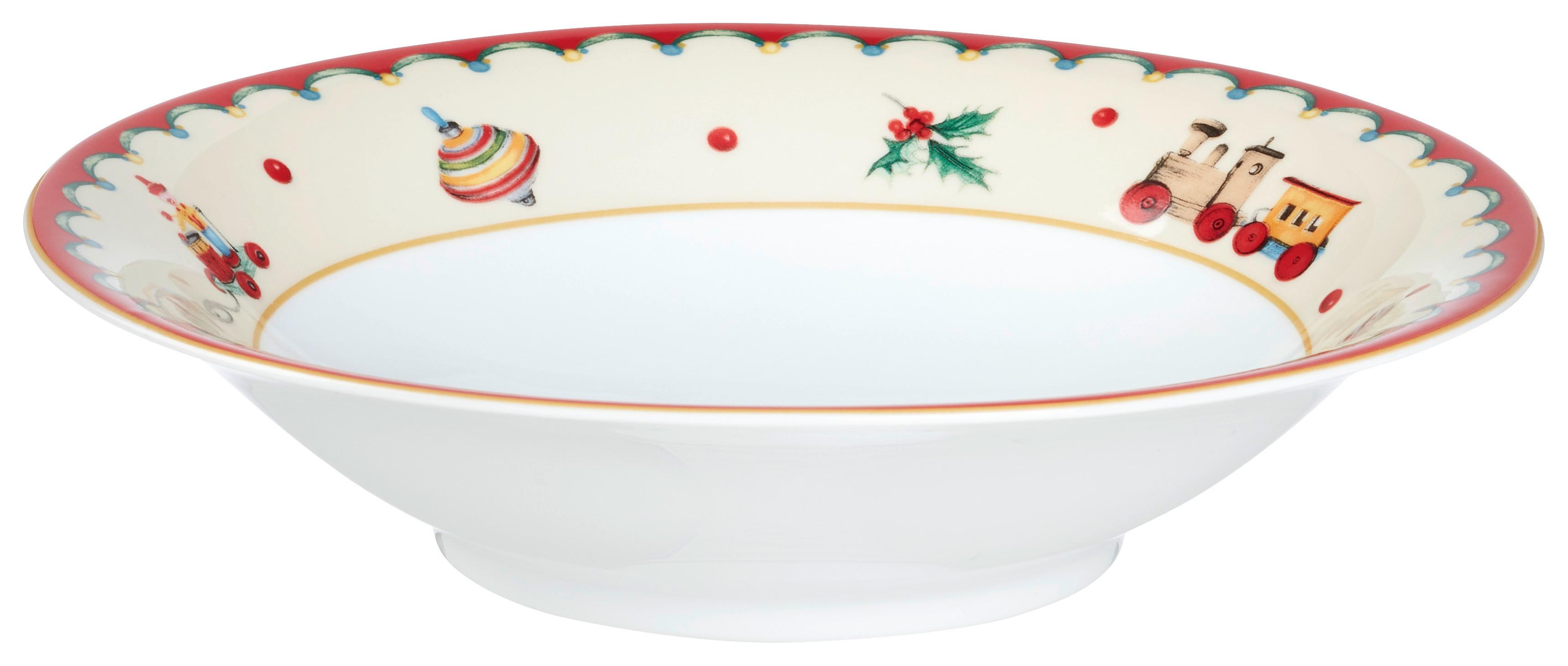 Hluboký talíř XMAS - bílá/červená, Konvenční, keramika (21/4,9cm) - Mömax