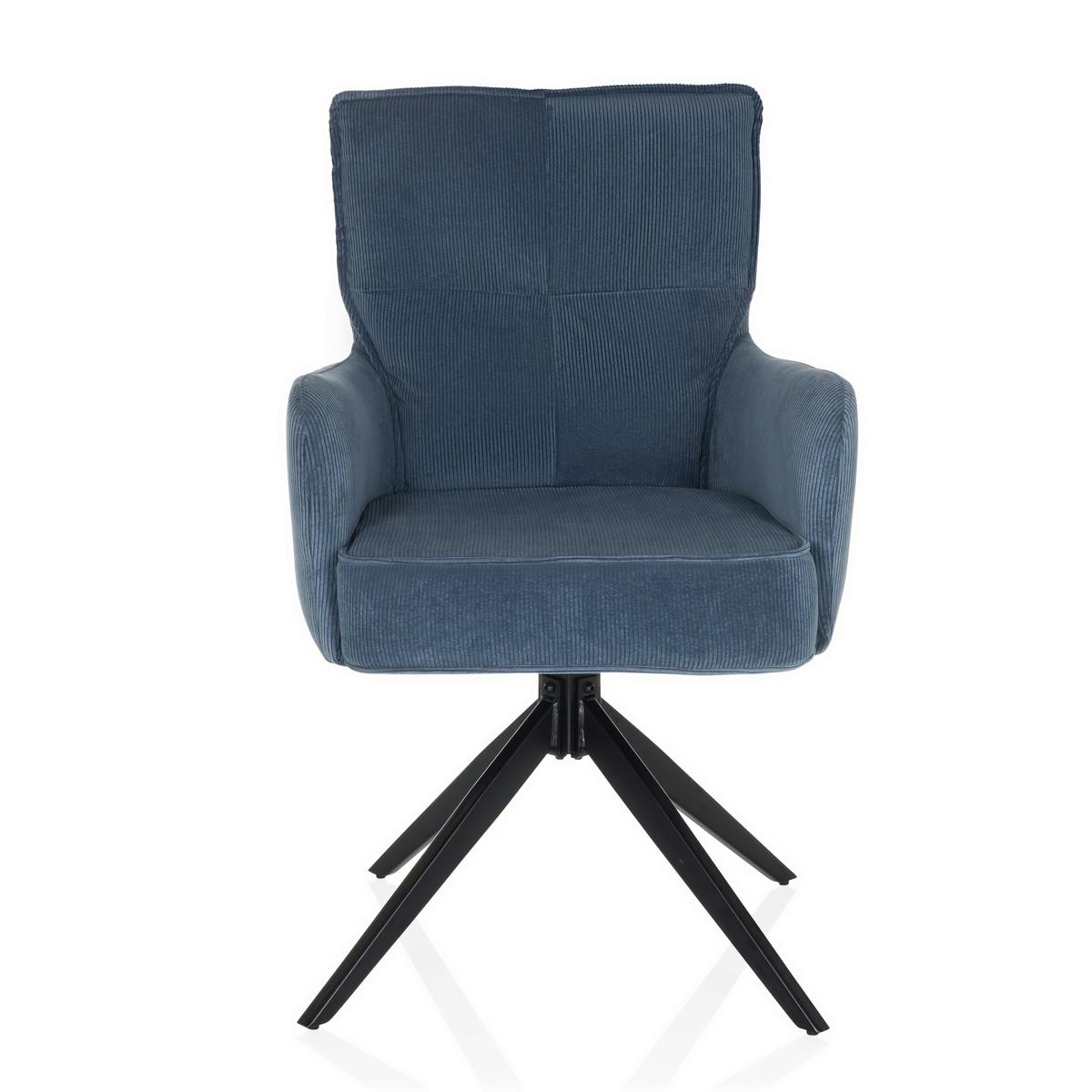 Armlehnstuhl Tarugo Blau B: 58 Cm - Blau/Schwarz, MODERN, Textil/Metall (58/94/60cm) - MID.YOU