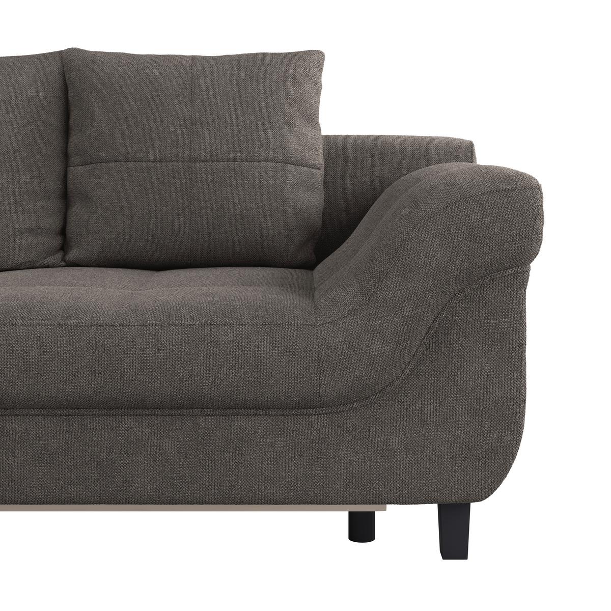 Ecksofa Mendoza - Graubraun/Schwarz, Design, Textil (197/309cm) - Ondega