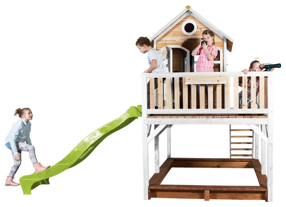 Spielturm A030.151.11 - Hellgrün/Braun, KONVENTIONELL, Holz (377/291/255cm) - Ambia Garden