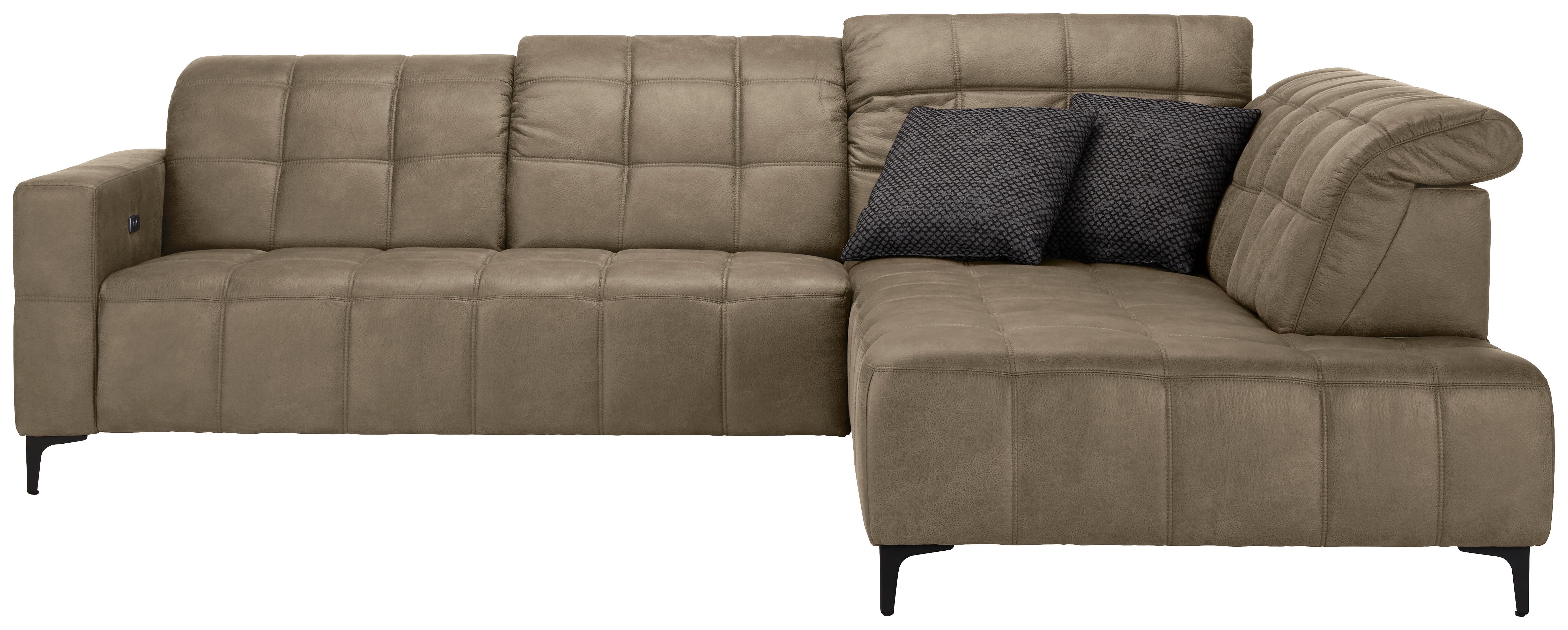 Rohová sedačka PANAMA, pravá, sivohnedá - čierna/taupe, Konventionell, kov/textil (304/89-102/216cm) - Premium Living