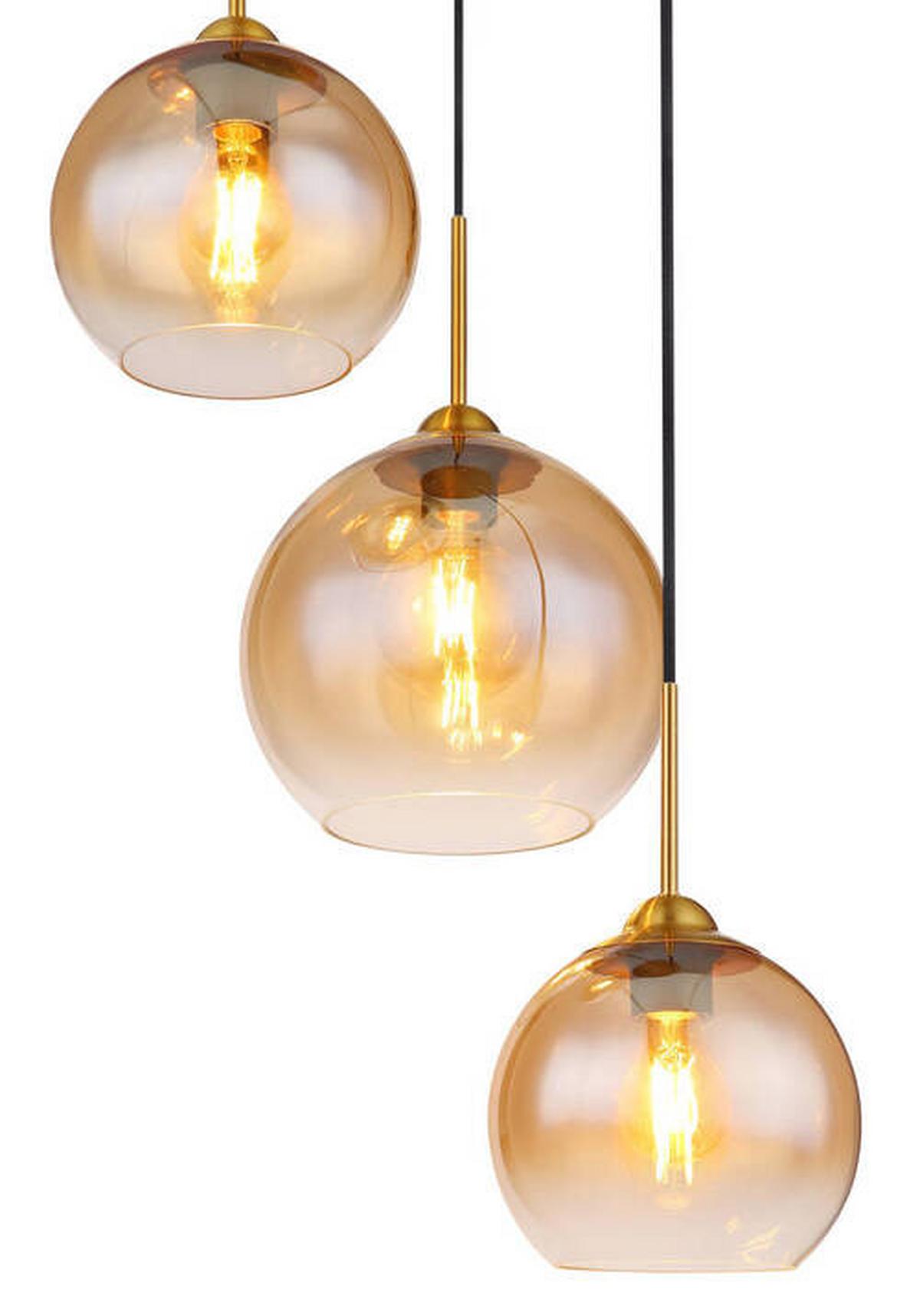 Hängeleuchte 15788-3h - Messingfarben, Design, Glas/Metall (43/150cm) - Globo