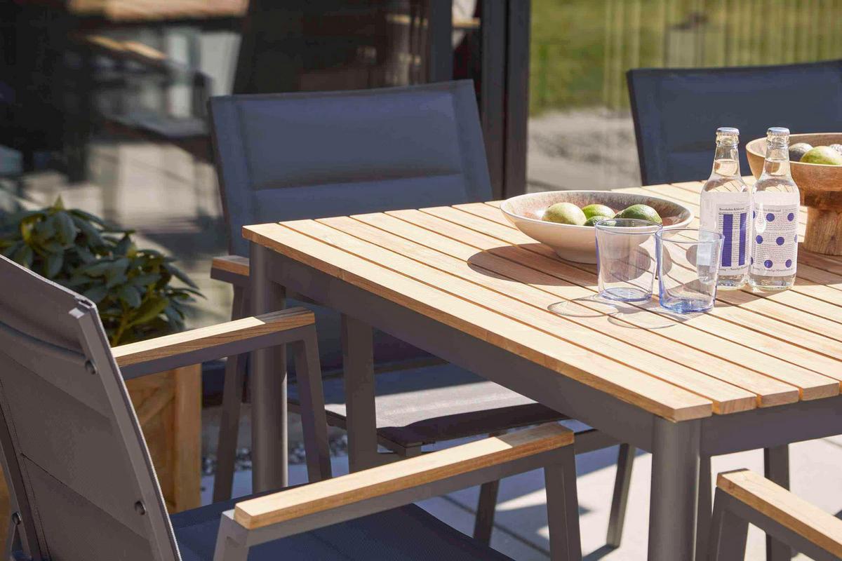 Gartentisch Mood Teakholz/Metall L 167,5 cm - Anthrazit/Teakfarben, KONVENTIONELL, Holz/Metall (167,5/100/74cm) - Gardenson
