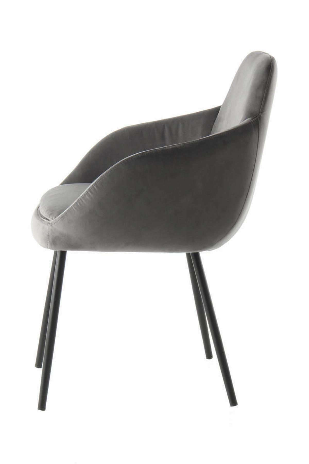 Sada stoličiek s podrúčkami sivá - sivá, Modern, kov/drevo (60,5/81/61cm) - Kayoom