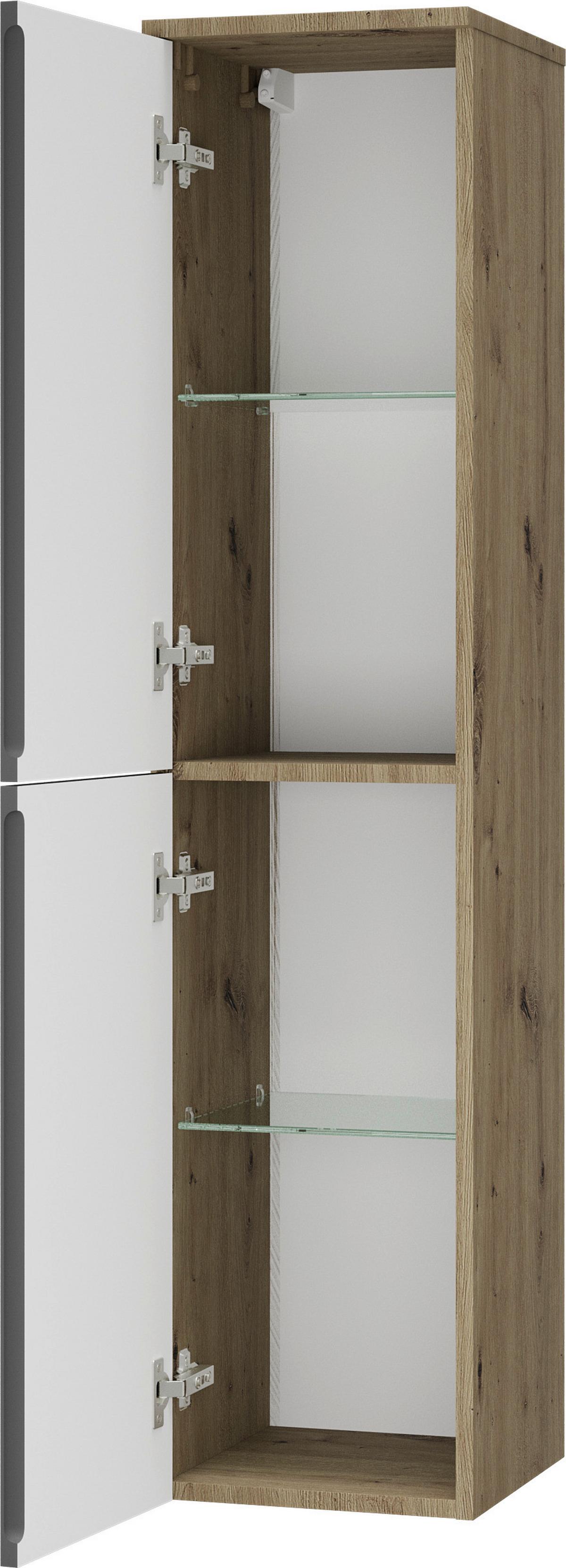 Midischrank C-Line Eichefarben/Anthrazit B: 30 cm - Eichefarben/Anthrazit, MODERN, Glas/Holzwerkstoff (30/132/32cm) - Stylife