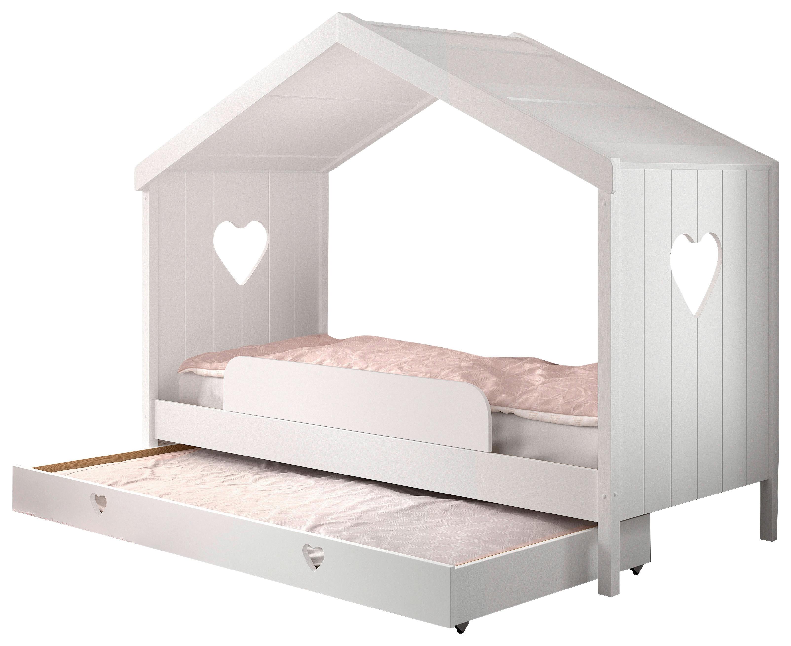 Hausbett Amori 90x200cm Kiefer Weiß, Lade+rollrost+sicherung - Weiß, Natur, Holz (90/200cm) - MID.YOU