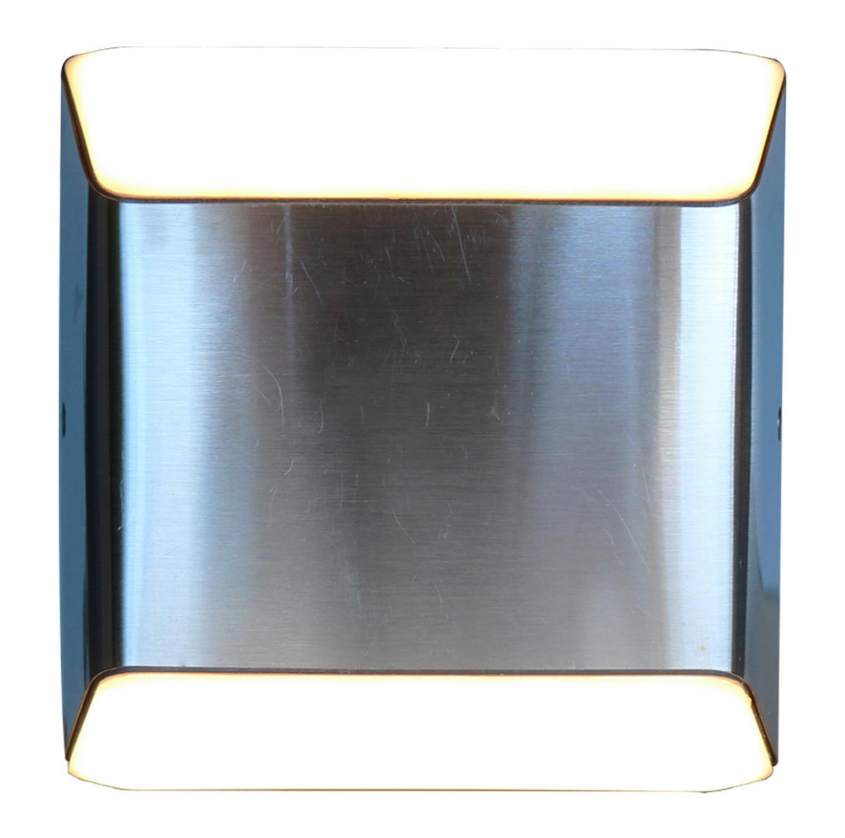 Led-außenleuchte Floyd Weiß Edelstahlfarben L: 12,2cm - Edelstahlfarben/Weiß, Design, Kunststoff/Metall (12,2/12,4/4,5cm)