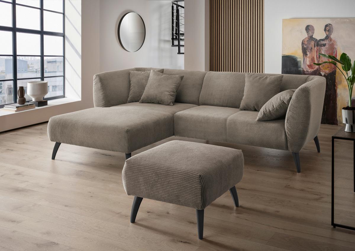 Ecksofa Colori Graubraun S: 160/264 cm - Graubraun/Schwarz, MODERN, Holz/Textil (160/264cm) - MID.YOU