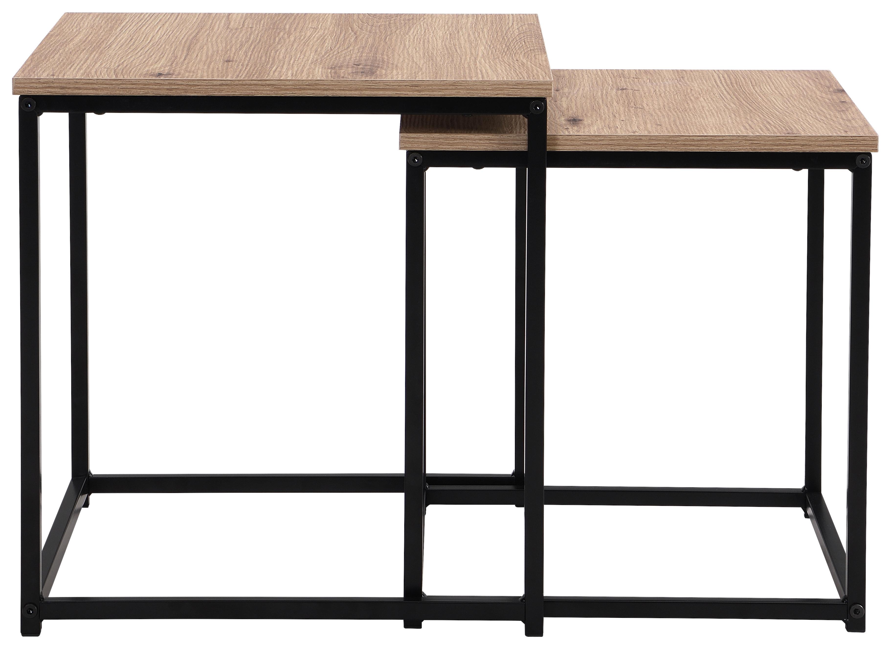 Beistelltisch Peter Schwarz Artisan Eiche Dekor - Schwarz/Naturfarben, MODERN, Holzwerkstoff/Metall (37,5/40/37cm)
