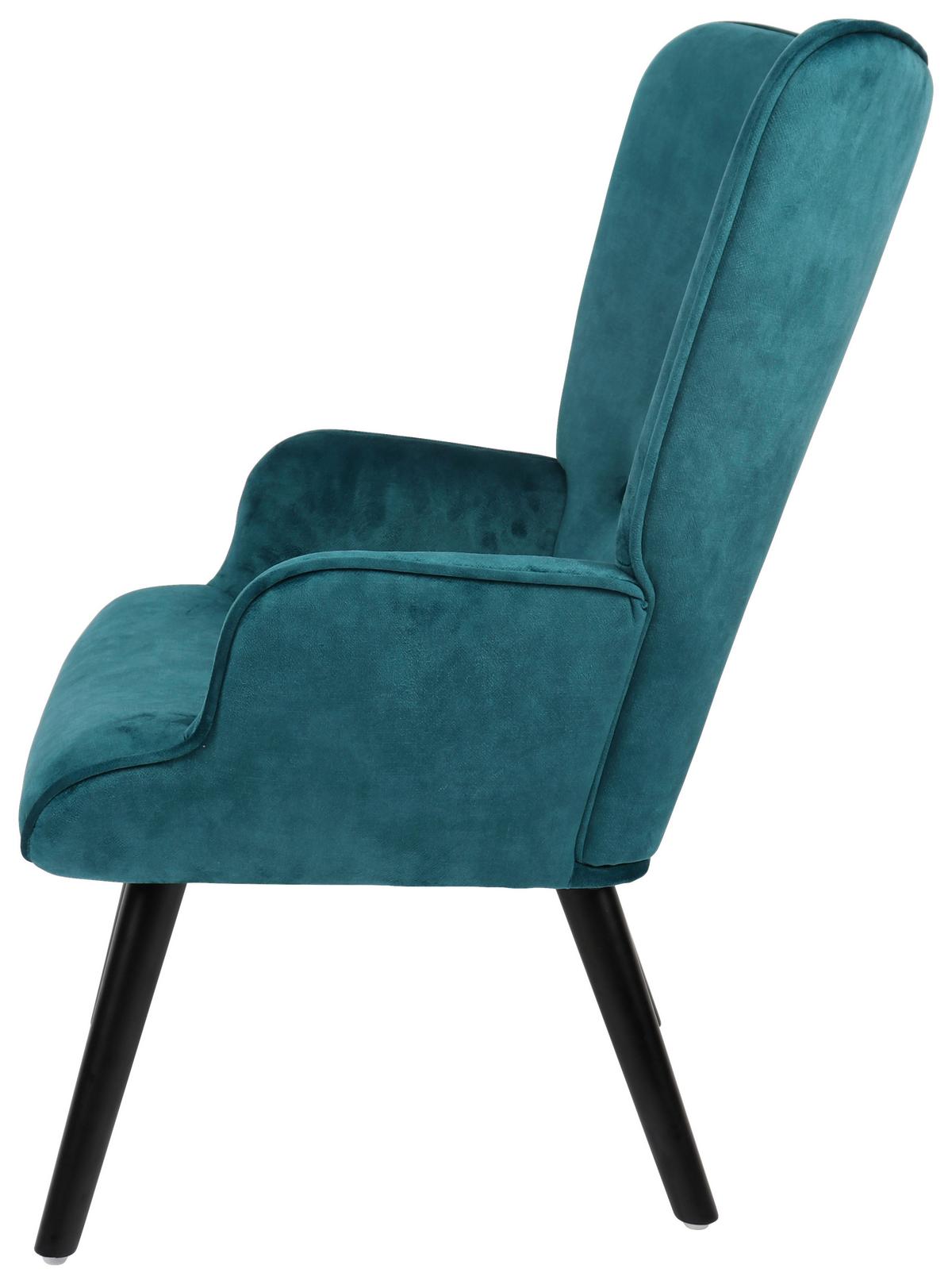 Ohrensessel Luke - Türkis/Schwarz, MODERN, Holz/Textil (68/96/74cm)