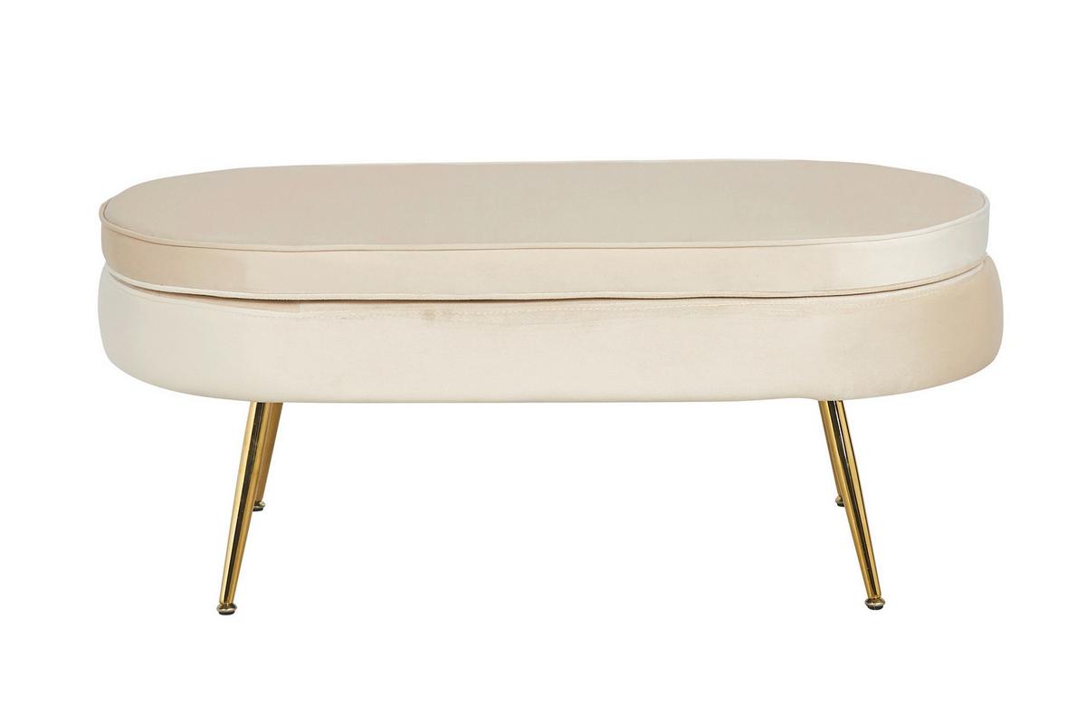 Hocker Beige B: 99 Cm - Beige/Goldfarben, MODERN, Textil (99/40/44cm) - Livetastic