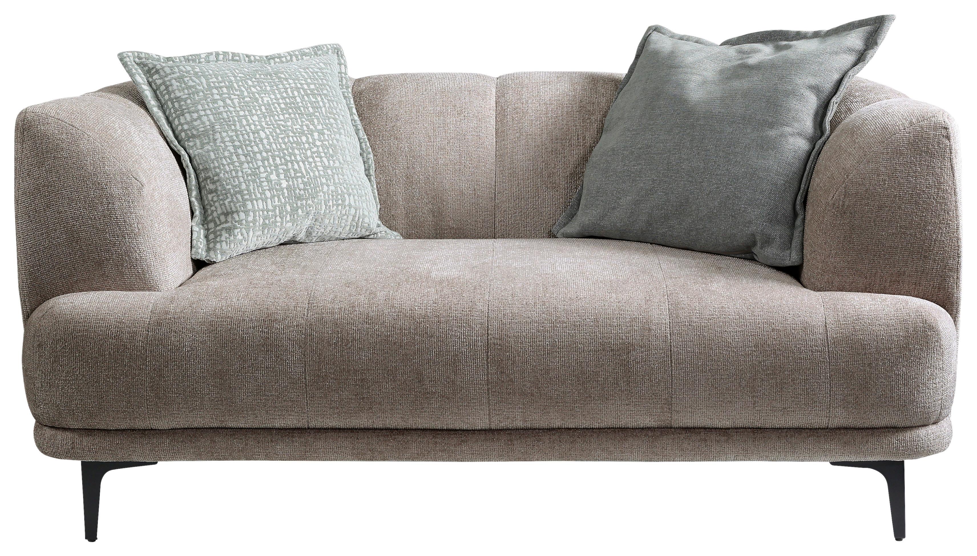 2-Sitzer-Sofa Lou Taupe/Schwarz, 166 cm - Taupe/Schwarz, Design, Textil (166/77/106cm) - MID.YOU