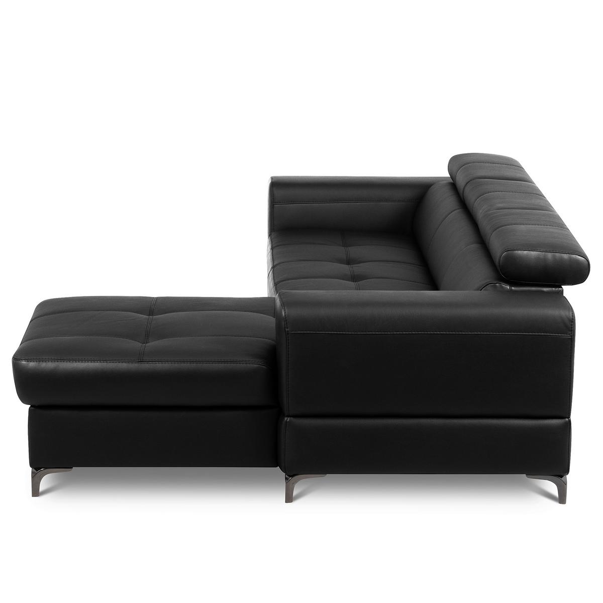 Ecksofa Torino Teilleder Schwarz 247x173 - Schwarz, Design, Leder/Textil (247/173cm) - Livetastic