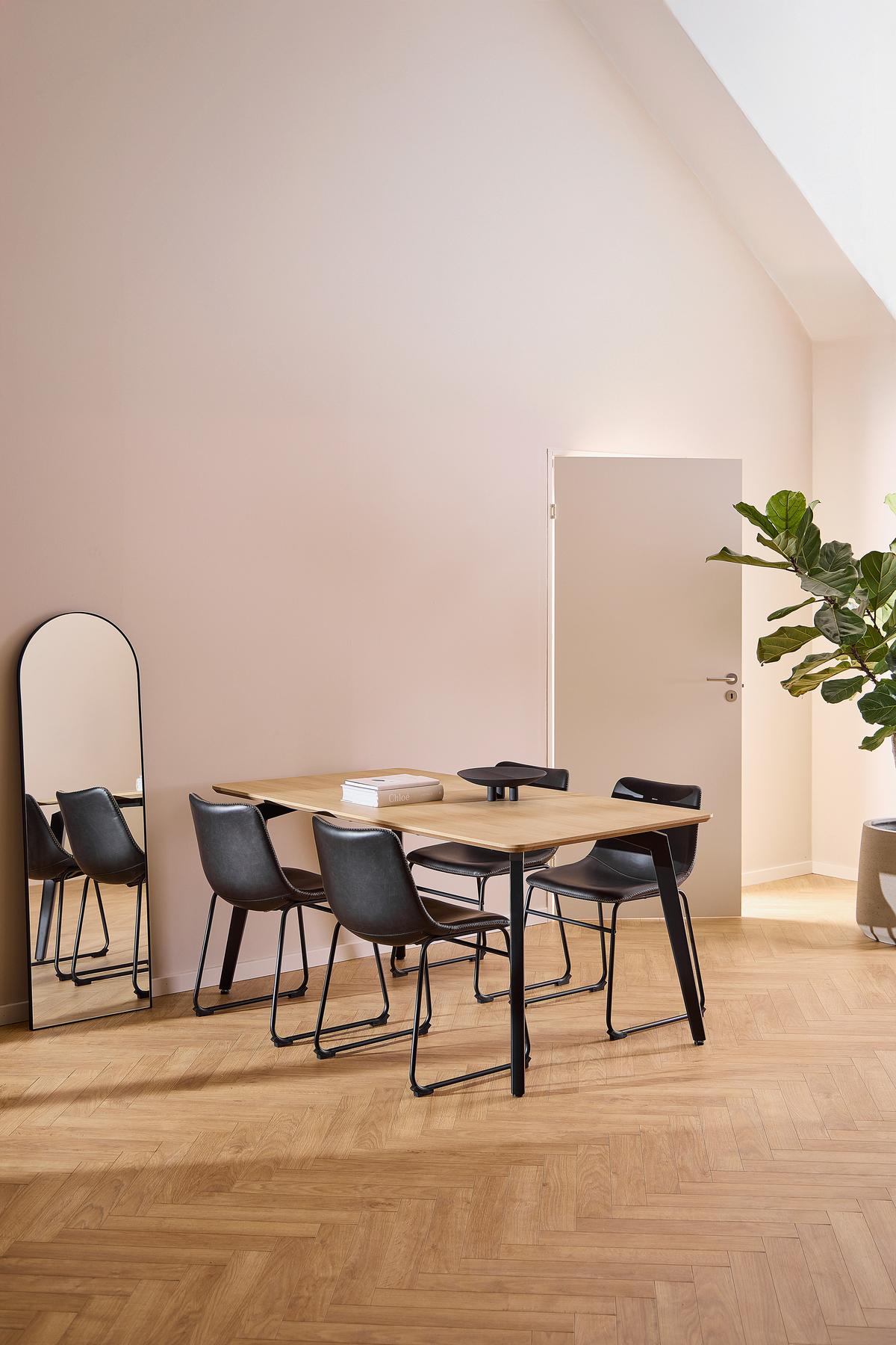 JEDÁLENSKÝ STÔL CADIZ 160 - čierna/prírodná farba, Trend, kov/kompozitné drevo (160/75/90cm) - MID.YOU